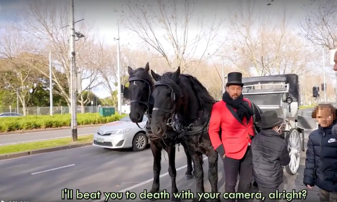 Time To Beat Vegan Activist To Death: Horse-Drawn Carriage Driver Threatens Activist To Kill With Her Own Camera